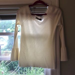 Worn once! Cream 3/4 bell sleeve sweater.